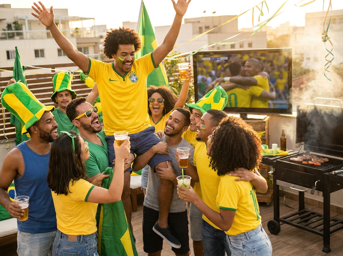 Torcedores brasileiros vibrando